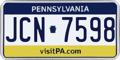 PA license plate JCN7598