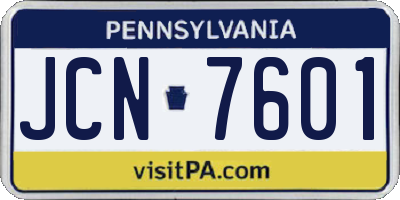 PA license plate JCN7601