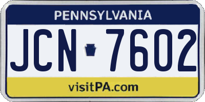 PA license plate JCN7602