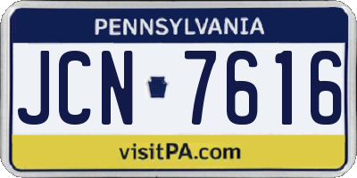 PA license plate JCN7616