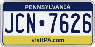 PA license plate JCN7626