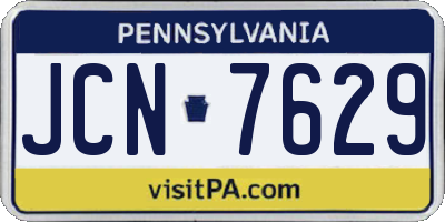 PA license plate JCN7629