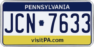 PA license plate JCN7633