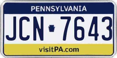 PA license plate JCN7643