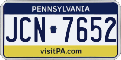 PA license plate JCN7652