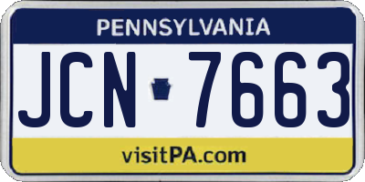 PA license plate JCN7663