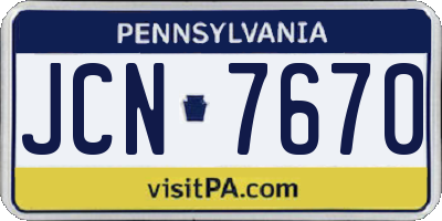 PA license plate JCN7670