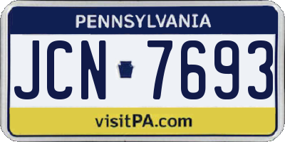 PA license plate JCN7693