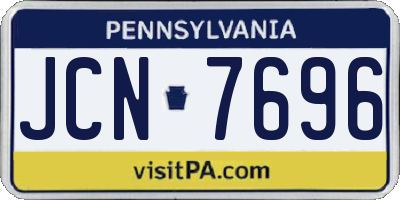PA license plate JCN7696