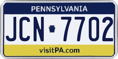 PA license plate JCN7702