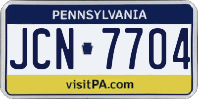 PA license plate JCN7704