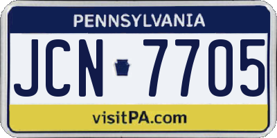 PA license plate JCN7705