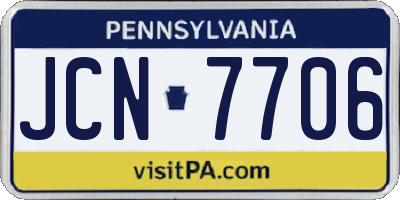 PA license plate JCN7706