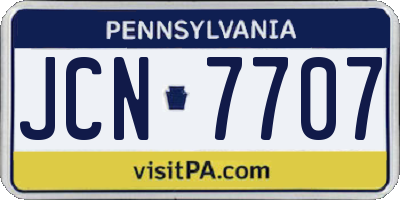 PA license plate JCN7707