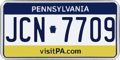 PA license plate JCN7709