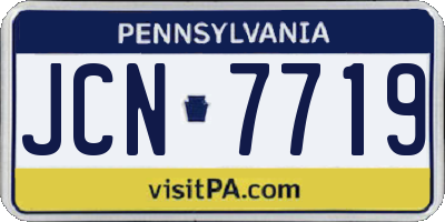 PA license plate JCN7719