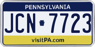 PA license plate JCN7723