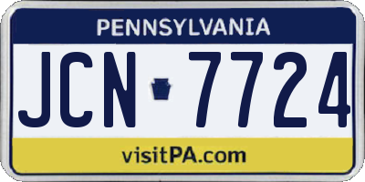 PA license plate JCN7724