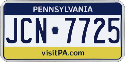 PA license plate JCN7725