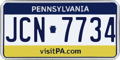 PA license plate JCN7734