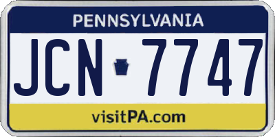 PA license plate JCN7747