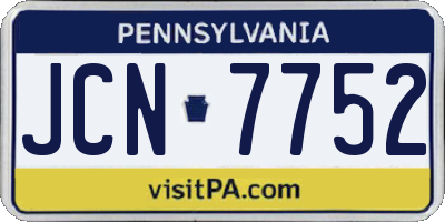 PA license plate JCN7752
