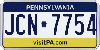 PA license plate JCN7754