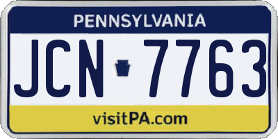 PA license plate JCN7763