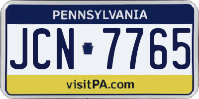 PA license plate JCN7765