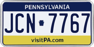 PA license plate JCN7767