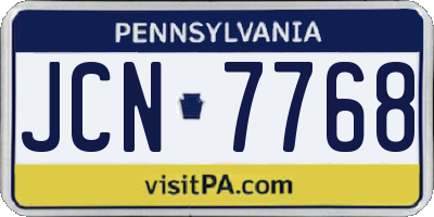 PA license plate JCN7768