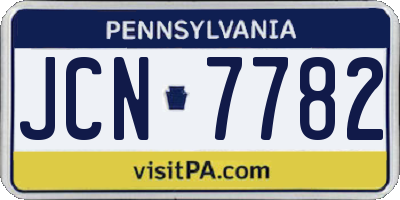 PA license plate JCN7782