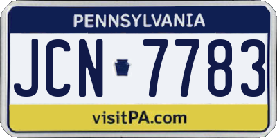 PA license plate JCN7783