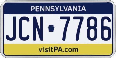 PA license plate JCN7786