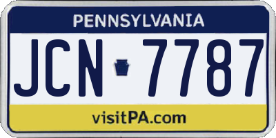 PA license plate JCN7787