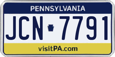 PA license plate JCN7791