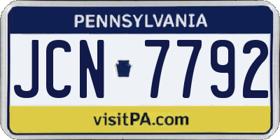 PA license plate JCN7792