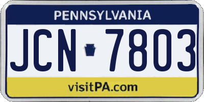 PA license plate JCN7803