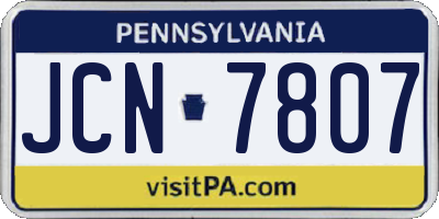 PA license plate JCN7807