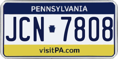 PA license plate JCN7808