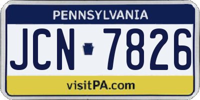 PA license plate JCN7826