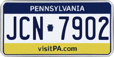 PA license plate JCN7902