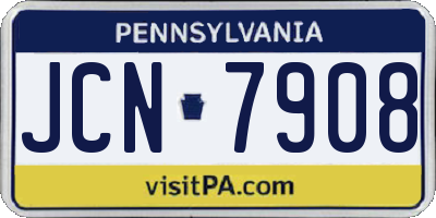 PA license plate JCN7908