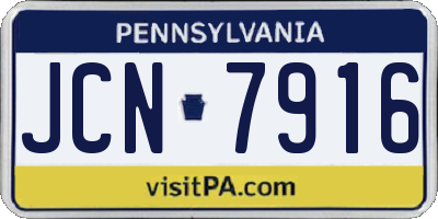 PA license plate JCN7916