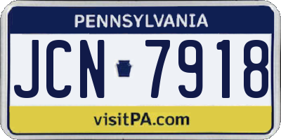 PA license plate JCN7918