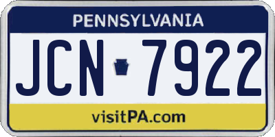 PA license plate JCN7922