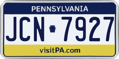 PA license plate JCN7927