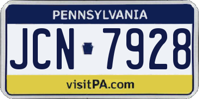 PA license plate JCN7928