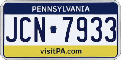 PA license plate JCN7933
