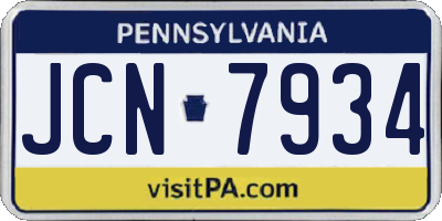 PA license plate JCN7934
